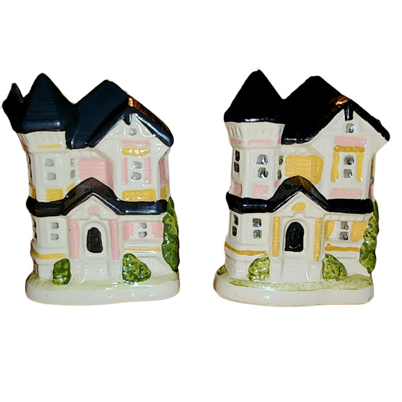 LOOMCO Salt & Pepper Shaker Set 2 Story Victorian Houses Design - Picture 1 of 6